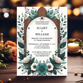 Invitación Nueva Planta Natural Forestal Boda Verde Oscuro
