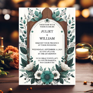 Invitación Nueva Planta Natural Forestal Boda Verde Oscuro