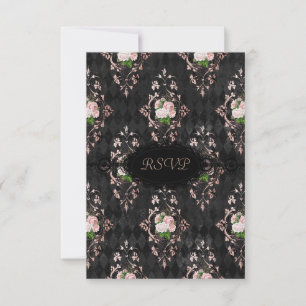 Invitación Nueva RSVP de fiesta de compromiso de encaje negro