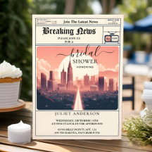 Nueva vieja ducha de novia de periódico retro