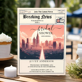 Invitación Nueva vieja ducha de novia de periódico retro