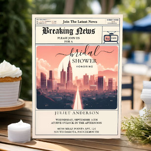 Invitación Nueva vieja ducha de novia de periódico retro