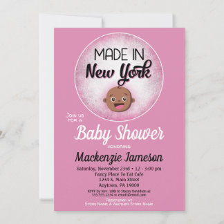Invitación Nueva York Baby Shower: bebé rosado de los afroame