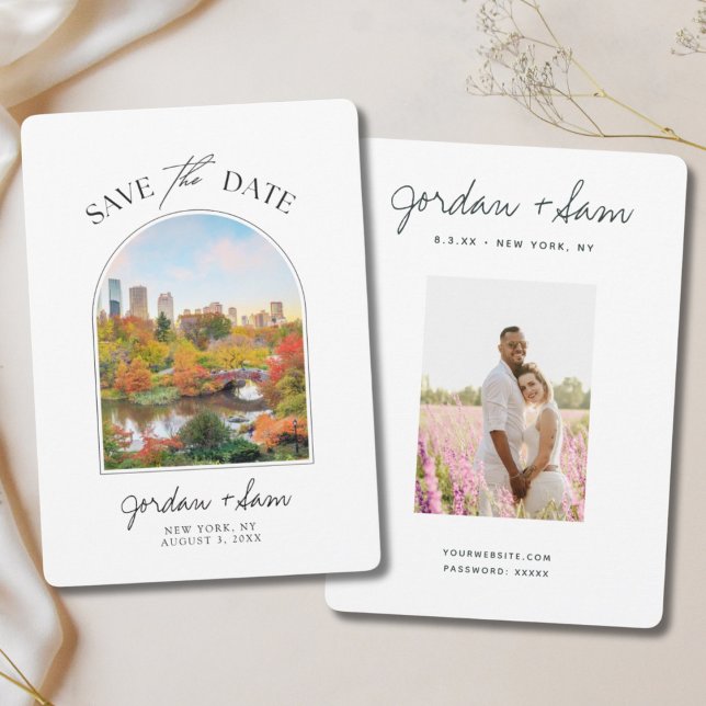 Invitación Nueva York Central Park Boda de Otoño Salven la Fe (New York Central Park Wedding Save the Date
)