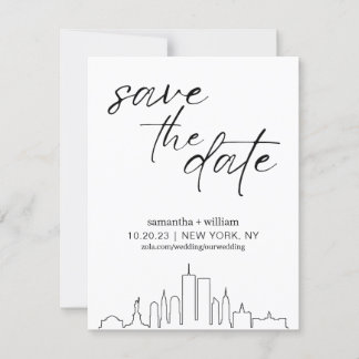 Invitación Nueva York City Skyline MINIMALISTA Guardar la fec