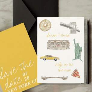 Invitación Nueva York ciudad guardar la fecha con dibujos