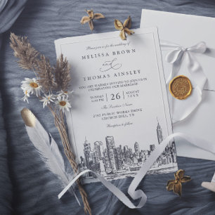 Invitación Nueva York Destino Elegante Moderno Chic Boda
