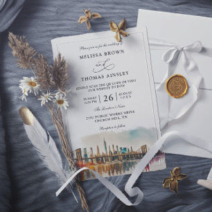 Invitación Nueva York Destino Moderno Presupuesto Boda Código