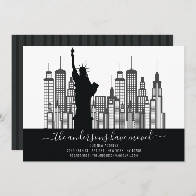 Invitación Nueva York, estatua de la libertad se mueve la Inv (Anverso / Reverso)