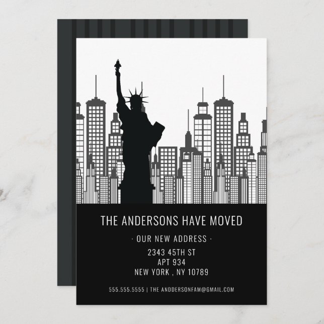 Invitación Nueva York, estatua de la libertad se mueve la Inv (Anverso / Reverso)