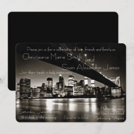 Invitación Nueva York moderna en blanco y negro de noche