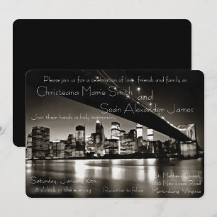 Invitación Nueva York moderna en blanco y negro de noche