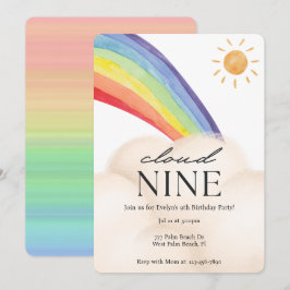 Invitación Nueve acuarelas en la nube Arcoiris y Nueve Nacimi