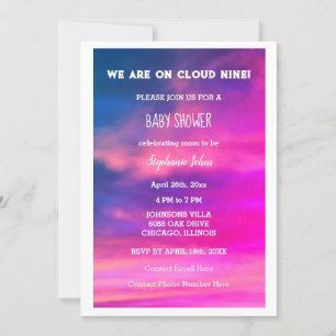 Invitación Nueve Chicas Baby Shower colorido color rosado Cut