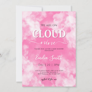 Invitación Nueve Chicas de nubes rosadas con ducha de bebé