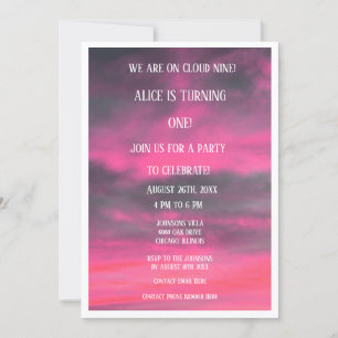 Invitación Nueve Chicas primeros cumpleaños Código QR rosa