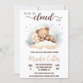 Invitación Nueve en la nube, durmiente Baby Shower de osito d