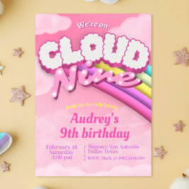 Invitación Nueve en la Nube - Noveno cumpleaños