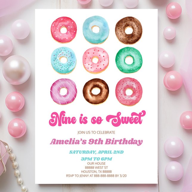 Invitación Nueve es tan dulce que no es la fiesta de cumpleañ (Subido por el creador)