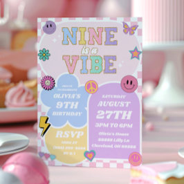 Invitación Nueve es una fiesta de cumpleaños de Vibe Preppy P