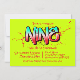 Invitación Nueve Graffiti Brillante