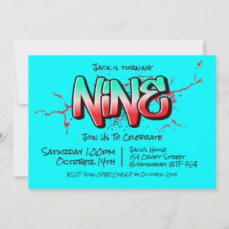 Invitación Nueve Graffiti Brillante
