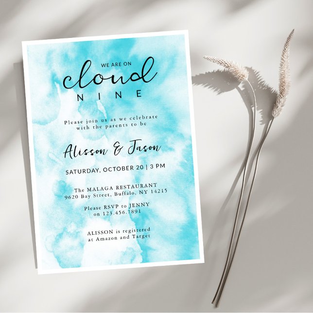 Invitación Nueve nubes azules de estilo moderno Baby Shower (Subido por el creador)