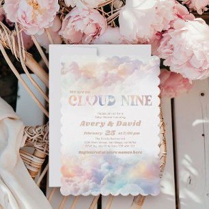 Invitación Nueve nubes de arcoiris nublado Baby Shower