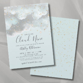Invitación Nueve nubes de color azul para Baby Shower