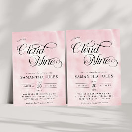 Invitación Nueve nubes nine rosa acuarela moderna