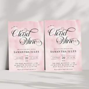 Invitación Nueve nubes nine rosa acuarela moderna