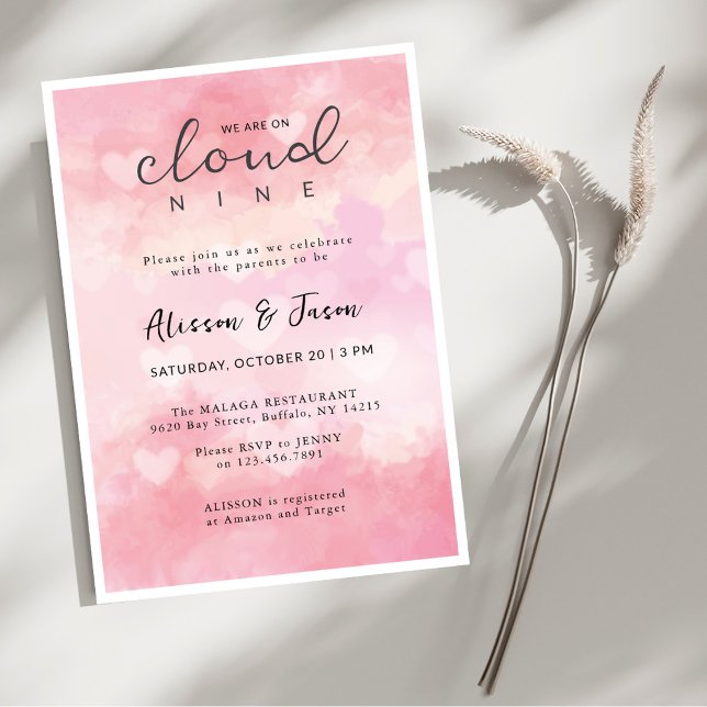 Invitación Nueve nubes rosadas de ensueño de Baby Shower mode (Subido por el creador)