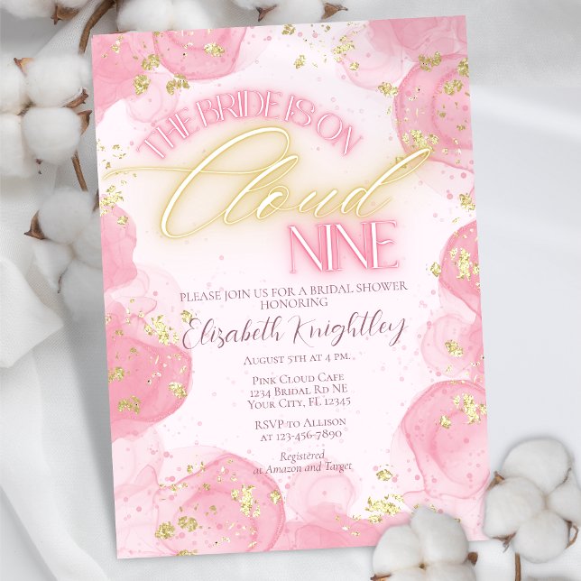 Invitación Nueve Nueve Purpurinas de oro rosa brillante ducha (Subido por el creador)