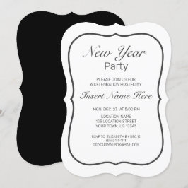 Invitación Nuevo año blanco Minimalista moderno negro