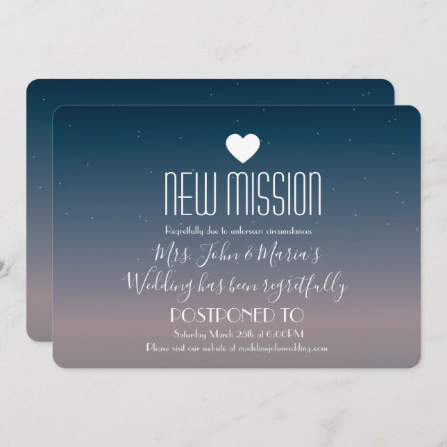 Invitación Nuevo aplazamiento de misión Dreamy Sky (Anverso / Reverso)