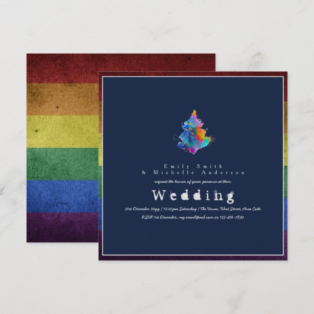Invitación NUEVO Árbol de Navidad LGBT Orgullo Gay Bodas arco (Anverso / Reverso)