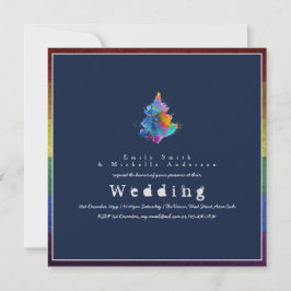 Invitación NUEVO árbol de Navidad Rainbow Boda gay del Orgull