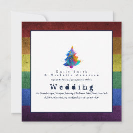 Invitación NUEVO árbol de Navidad Rainbow Bodas del Orgullo L