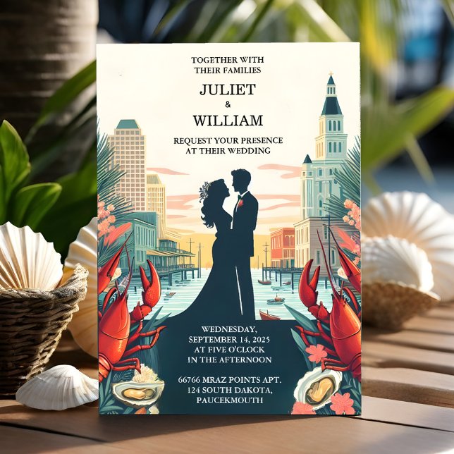 Invitación Nuevo Boda de Lobster Beach Ocean Summer New Orlea (Subido por el creador)
