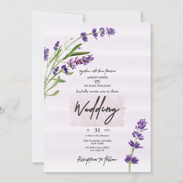 Invitación Nuevo Boda de moda Levander Calligraphic (Anverso)