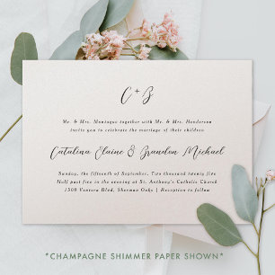 Invitación Nuevo Boda de nombres de monograma de caligrafía d