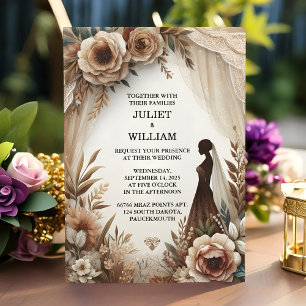 Invitación Nuevo Boda de papel reciclado de papel de madera d