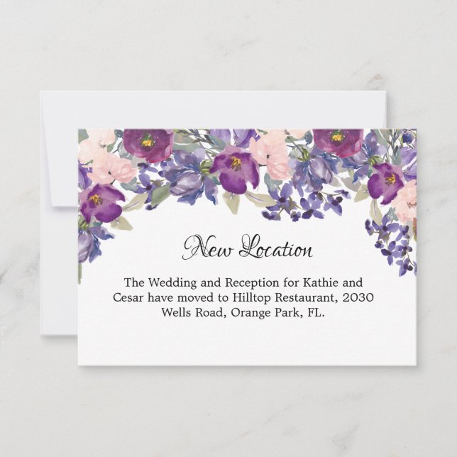 Invitación Nuevo Boda de ubicación (Anverso)