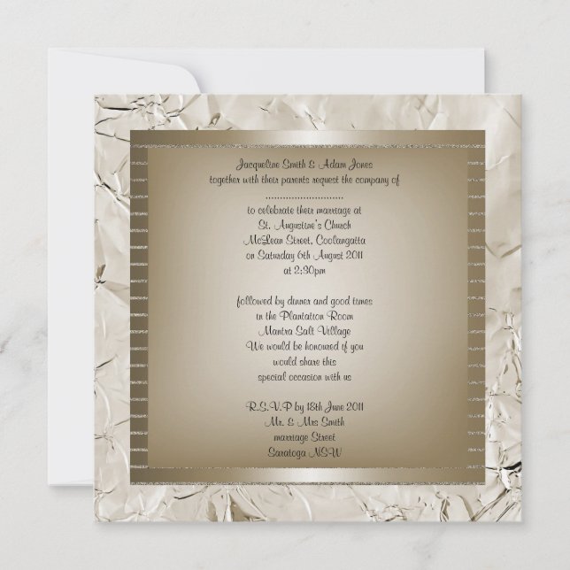 Invitación Nuevo BODA o compromiso metálico de bronce (Anverso)