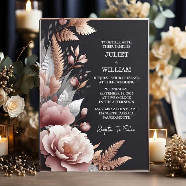 Invitación Nuevo Boda Rosa del Jardín Peony Pink Boho de la S (Subido por el creador)