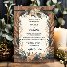 Invitación Nuevo Boda Rústico de Madera de primavera floral d