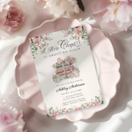Invitación Nuevo capítulo: Baby Shower de color rosa