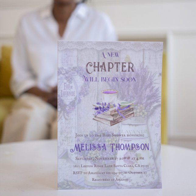 Invitación Nuevo capítulo Begin Lavender Bouquet Baby Shower (Subido por el creador)