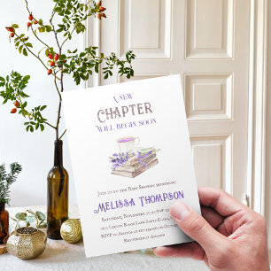 Invitación Nuevo capítulo Begin Lavender Brunch Book Baby Sho