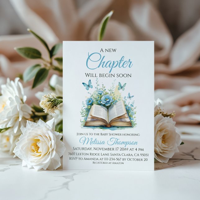 Invitación Nuevo Capítulo Blue Boy Brunch Book Baby Shower (Subido por el creador)